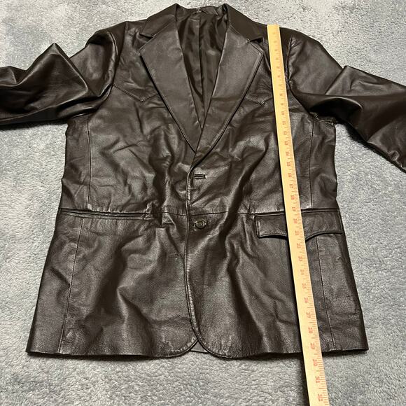 CIRCLE Weatern Leather Blazer Mens 44R Brown Leather Jacket Rockabilly ** - Picture 8 of 10